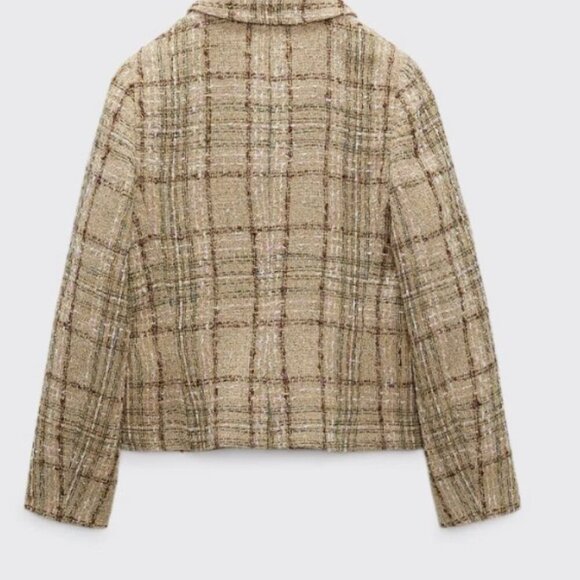 ZARA WOMEN FITTED CROPPED TEXTURED BLAZER Weave Tweed SIZE S 2402/776 /330 - Picture 3 of 7